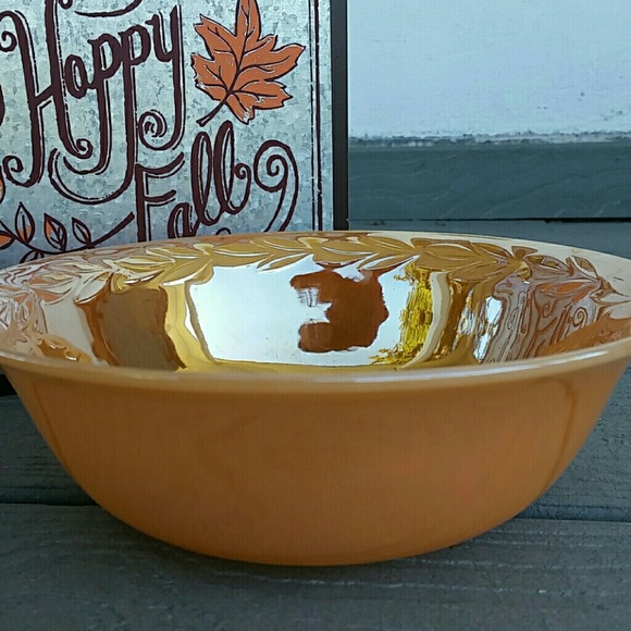 VTG Fire-King Lustre Leaf Mid-century Serving Bowl - Picture 11 of 12